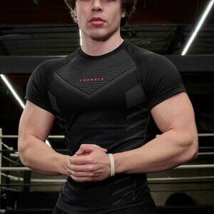 YoungLA Superhero Compression Shirt 465 – Black Gray Red – Size M - RARE